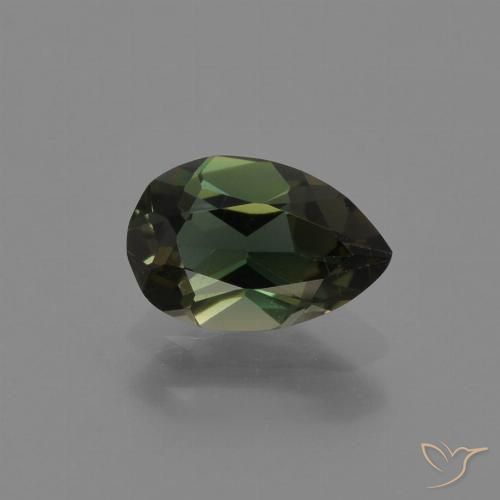 0.70ct Натуральный Темно-зеленый Корнерупин, Форма груши, Чистота VVS