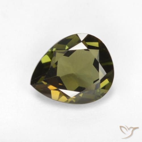 0.71ct Натуральный Темно-зеленый Корнерупин, Форма груши, Чистота VVS
