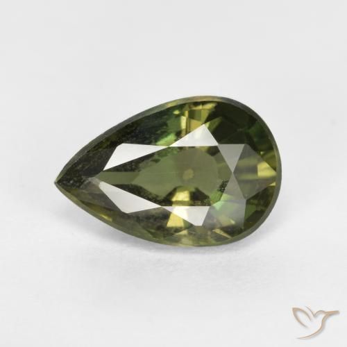 1.51ct Натуральный Темно-зеленый Корнерупин, Форма груши, Чистота VS