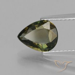 1.41 карата, натуральный Коричневато-зеленый Корнерупин, Форма груши, Чистота VS
