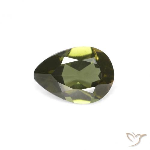 0.34ct Натуральный Темно-зеленый Корнерупин, Форма груши, Чистота VVS