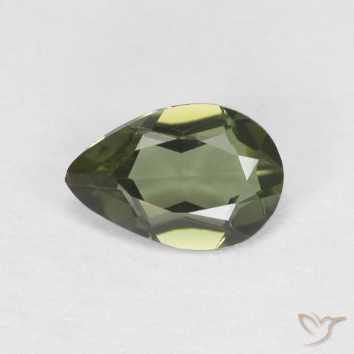 0.34ct Натуральный Темно-зеленый Корнерупин, Форма груши, Чистота VVS