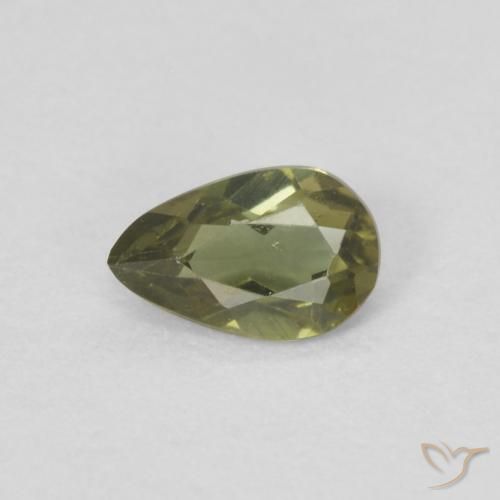 0.24ct Натуральный Темно-зеленый Корнерупин, Форма груши, VVS-VS