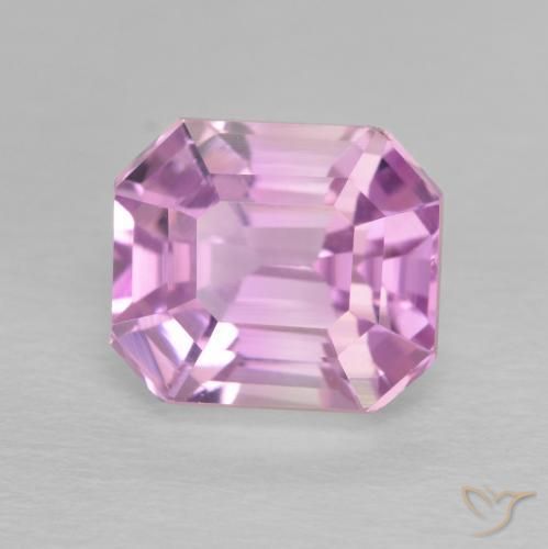 4.18ct Натуральный Светло-пурпурный кунцит, Изумрудная огранка, Чистота VVS