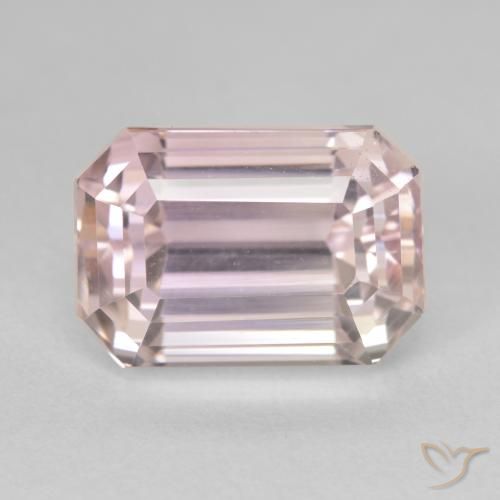 9.22ct Натуральный Medium Light-Pink кунцит, Изумрудная огранка, VVS-VS