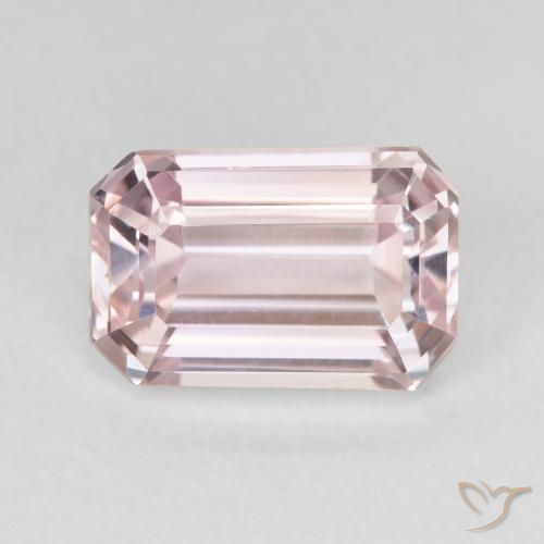 5.94ct Натуральный Светло-розовый кунцит, Изумрудная огранка, Чистота VVS