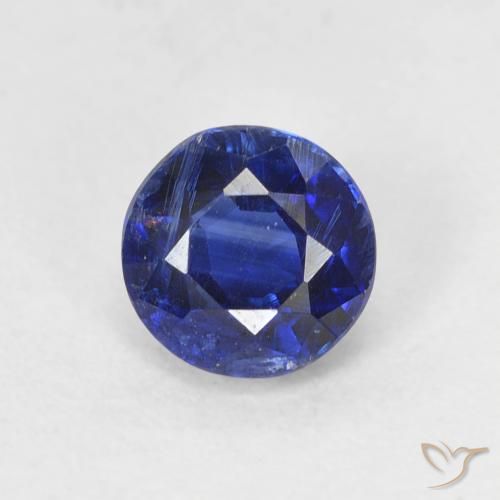 0.76ct Натуральный Темно-синий кианит, Круглый, VS-SI