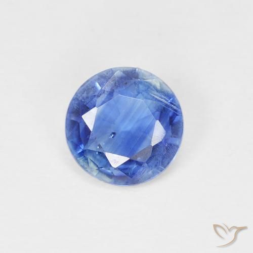 0.85ct Натуральный Средний темно-синий кианит, Круглый, SI