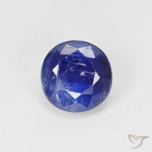 1.29ct Натуральный Интенсивный темно-синий кианит, Круглый, SI