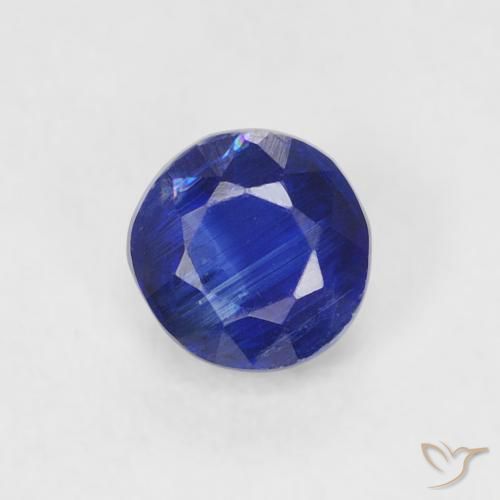 0.36ct Натуральный Интенсивный темно-синий кианит, Круглый, SI