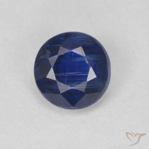 0.71ct Натуральный Темно-синий кианит, Круглый, SI