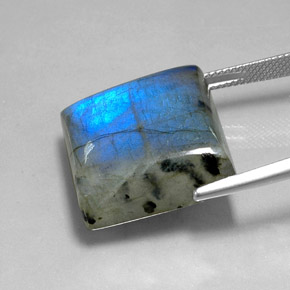 36.07 карата, натуральный Многоцветный Лабрадорит, Квадрат, Полупрозрачный