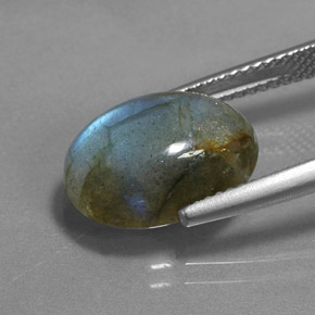 6.39 карата, натуральный Многоцветный Лабрадорит, Огранка Овал, Полупрозрачный