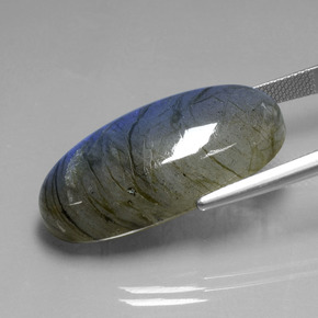 32.48 карата, натуральный Серо-синий отлив Лабрадорит, Огранка Овал, Прозрачный