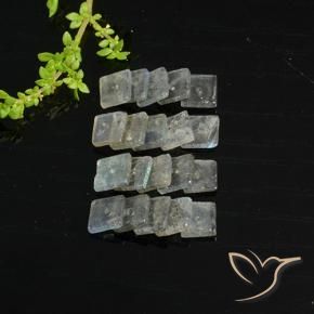 7.61 карата, натуральный Многоцветный Лабрадорит, Квадрат, Полупрозрачный