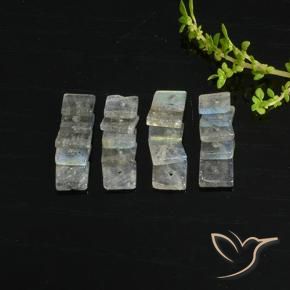 7.61 карата, натуральный Многоцветный Лабрадорит, Квадрат, Полупрозрачный