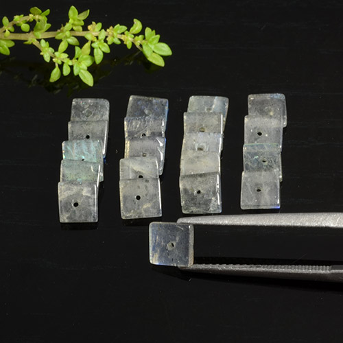 8.86 карата, натуральный Многоцветный Лабрадорит, Квадрат, Полупрозрачный