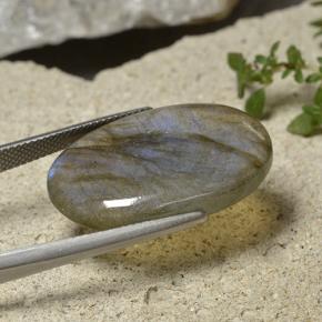 19.67 карата, натуральный Многоцветный Лабрадорит, Огранка Овал, Полупрозрачный