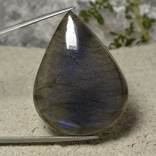 94.23ct Натуральный Многоцветный Лабрадорит, Форма груши, Полупрозрачный