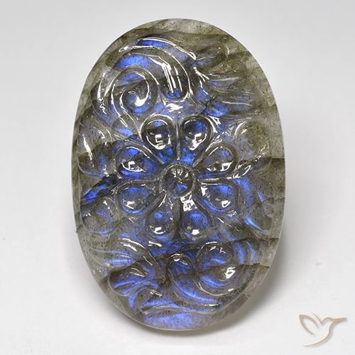 27.86ct Натуральный Многоцветный Лабрадорит, Овал, Полупрозрачный