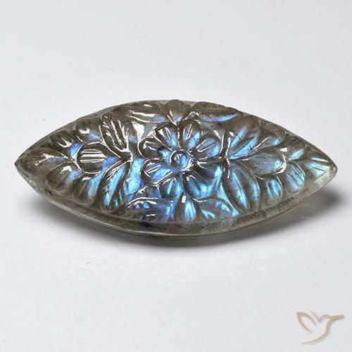 Натуральный многоцветный лабрадорит 23,59 карата маркиз, полупрозрачный