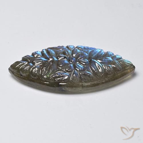 Натуральный многоцветный лабрадорит 23,59 карата маркиз, полупрозрачный