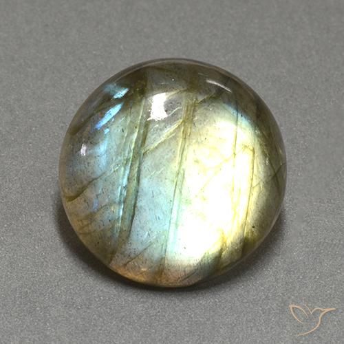 13.46ct Натуральный Многоцветный Лабрадорит, Круглый, Полупрозрачный