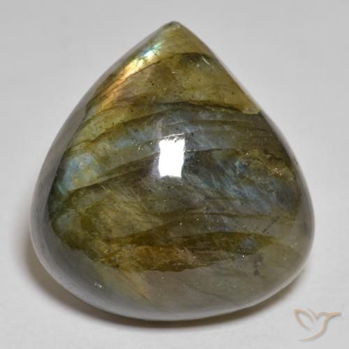 28.38ct Натуральный Многоцветный Лабрадорит, Форма груши, Непрозрачный