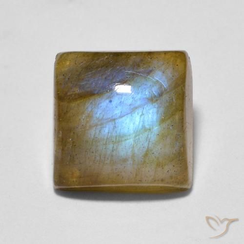 2.56ct Натуральный Многоцветный Лабрадорит, Квадрат, Полупрозрачный
