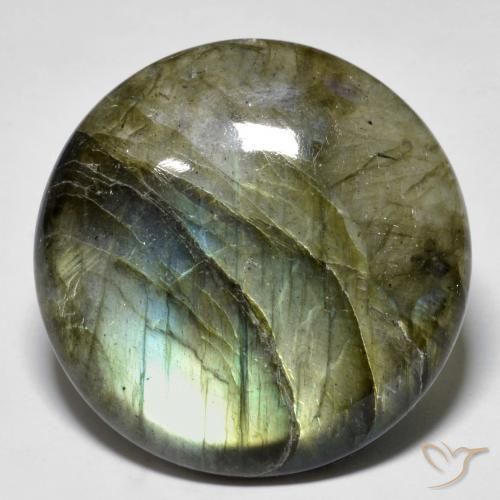 30.85ct Натуральный Многоцветный Лабрадорит, Круглый, Полупрозрачный