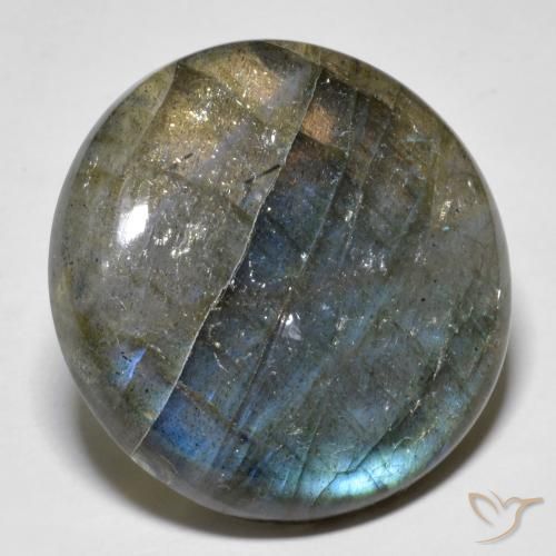 34.78ct Натуральный Многоцветный Лабрадорит, Круглый, Полупрозрачный
