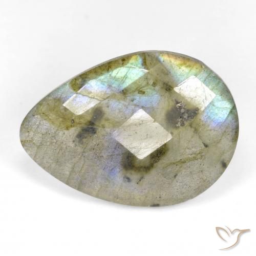 11.15ct Натуральный Многоцветный Лабрадорит, Форма груши, Полупрозрачный