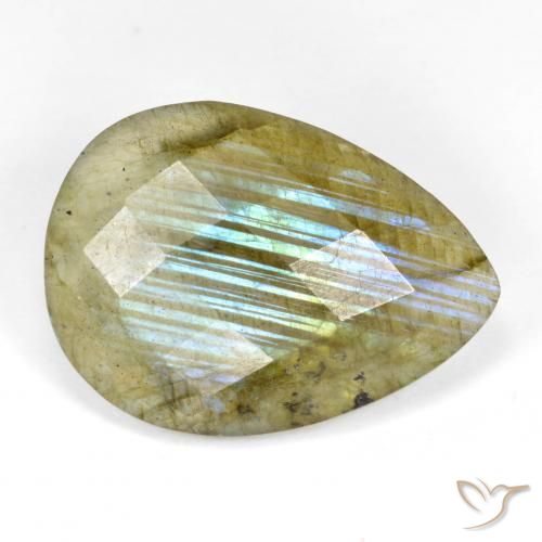 9.93ct Натуральный Многоцветный Лабрадорит, Форма груши, Полупрозрачный