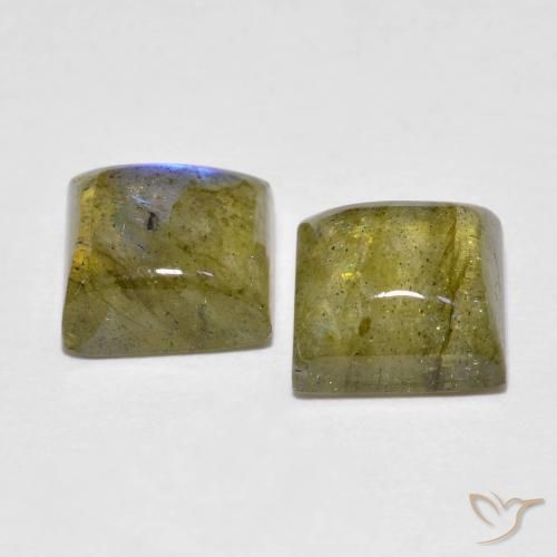 3.96 карата, натуральный Многоцветный Лабрадорит, Квадрат, Прозрачный