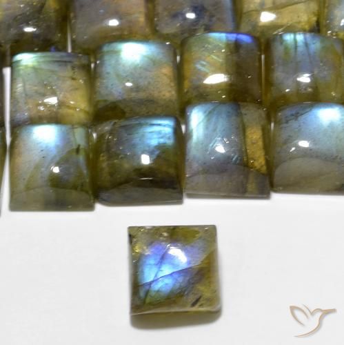 1.46ct Натуральный Многоцветный Лабрадорит, Квадрат, Полупрозрачный