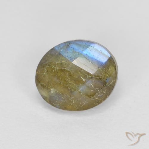 1.26ct Натуральный Многоцветный Лабрадорит, Овал, Полупрозрачный