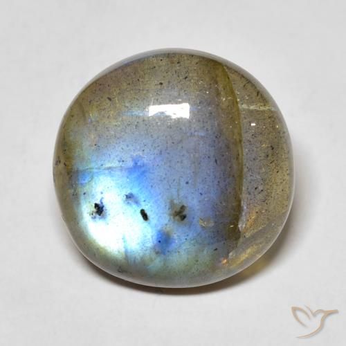 12.68ct Натуральный Многоцветный Лабрадорит, Круглый, Полупрозрачный