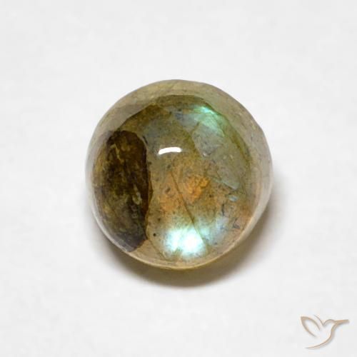 0.80ct Натуральный Многоцветный Лабрадорит, Круглый, Полупрозрачный