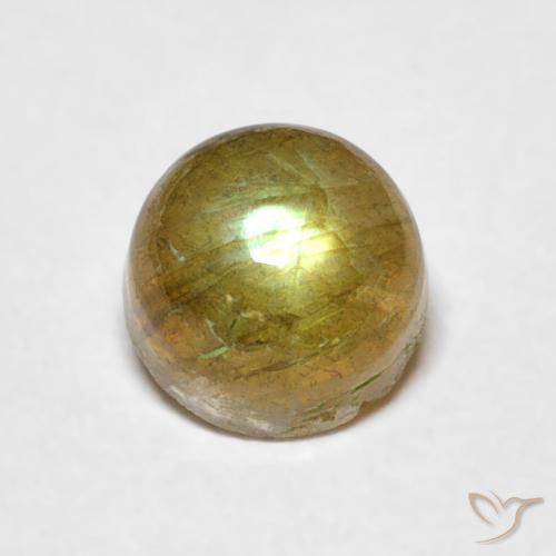 0.79ct Натуральный Многоцветный Лабрадорит, Круглый, Полупрозрачный