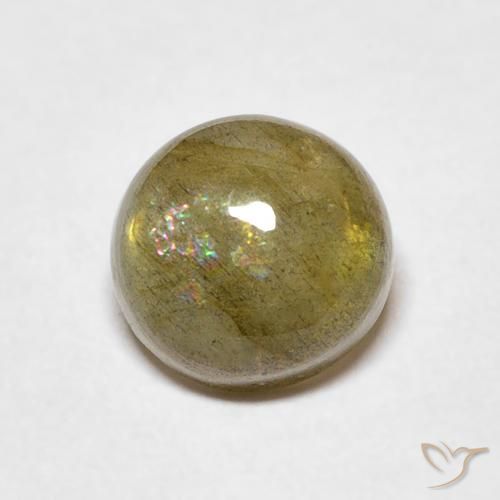 1.65ct Натуральный Многоцветный Лабрадорит, Круглый, Полупрозрачный