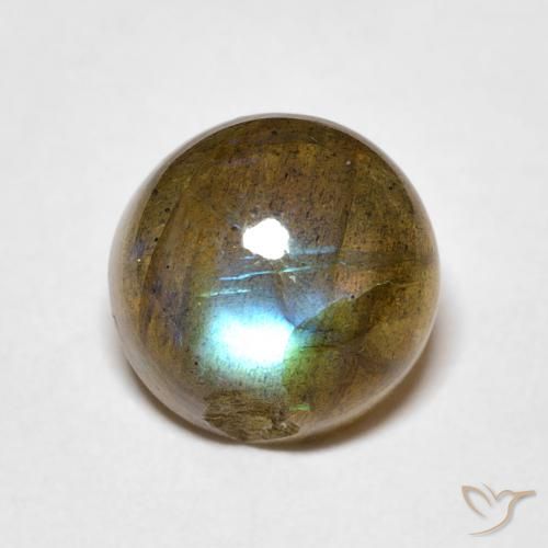 3.68ct Натуральный Многоцветный Лабрадорит, Круглый, Полупрозрачный