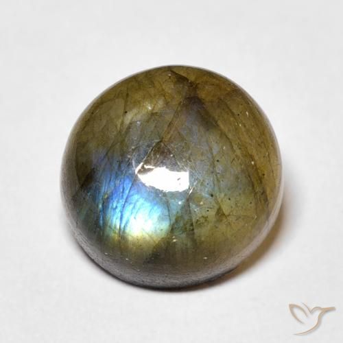 5.91ct Натуральный Многоцветный Лабрадорит, Круглый, Полупрозрачный