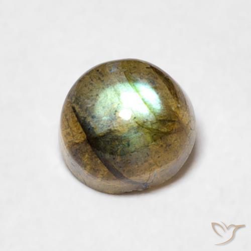0.76ct Натуральный Многоцветный Лабрадорит, Круглый, Полупрозрачный