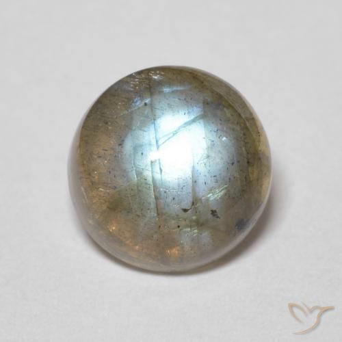2.16ct Натуральный Многоцветный Лабрадорит, Круглый, Полупрозрачный