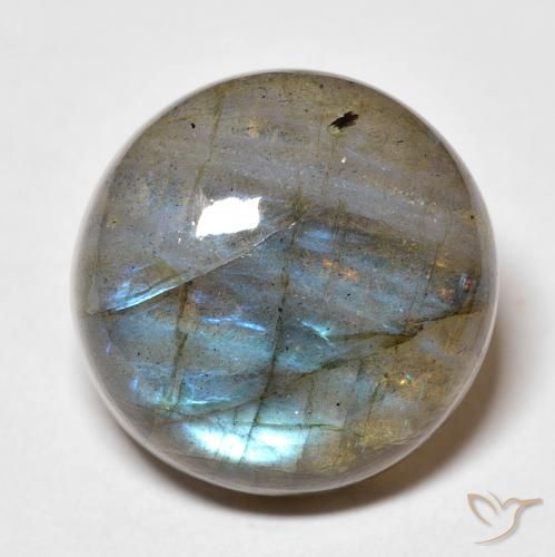 19.73ct Натуральный Многоцветный Лабрадорит, Круглый, Полупрозрачный