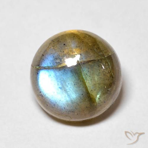 3.48ct Натуральный Многоцветный Лабрадорит, Круглый, Полупрозрачный