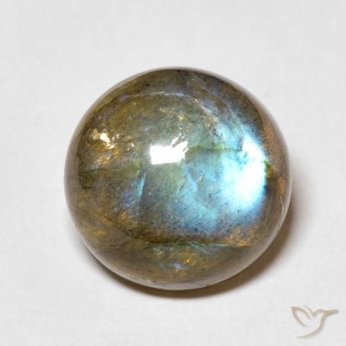 5.86ct Натуральный Многоцветный Лабрадорит, Круглый, Полупрозрачный