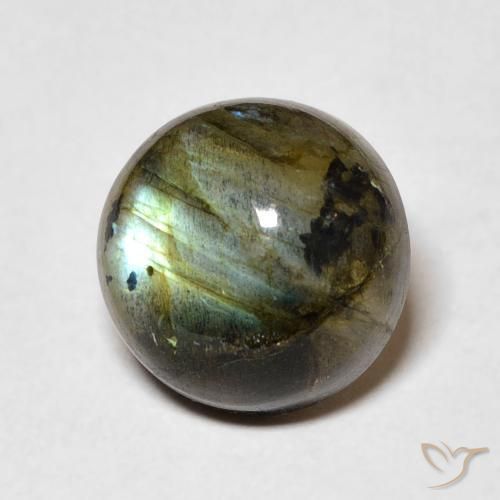 4.64ct Натуральный Многоцветный Лабрадорит, Круглый, Полупрозрачный