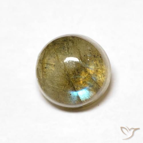 0.71ct Натуральный Многоцветный Лабрадорит, Круглый, Полупрозрачный