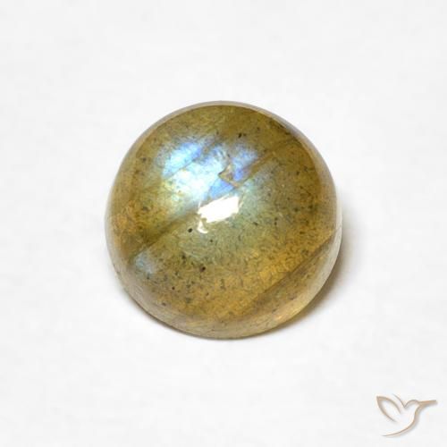 1.09ct Натуральный Многоцветный Лабрадорит, Круглый, Полупрозрачный